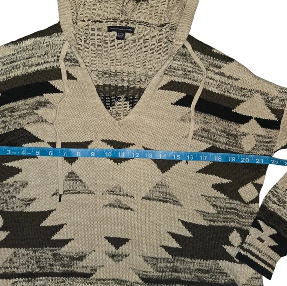 American Eagle Outfitters hooded knit Sweater, Size Small, Tribal Aztec - Picture 5 of 8
